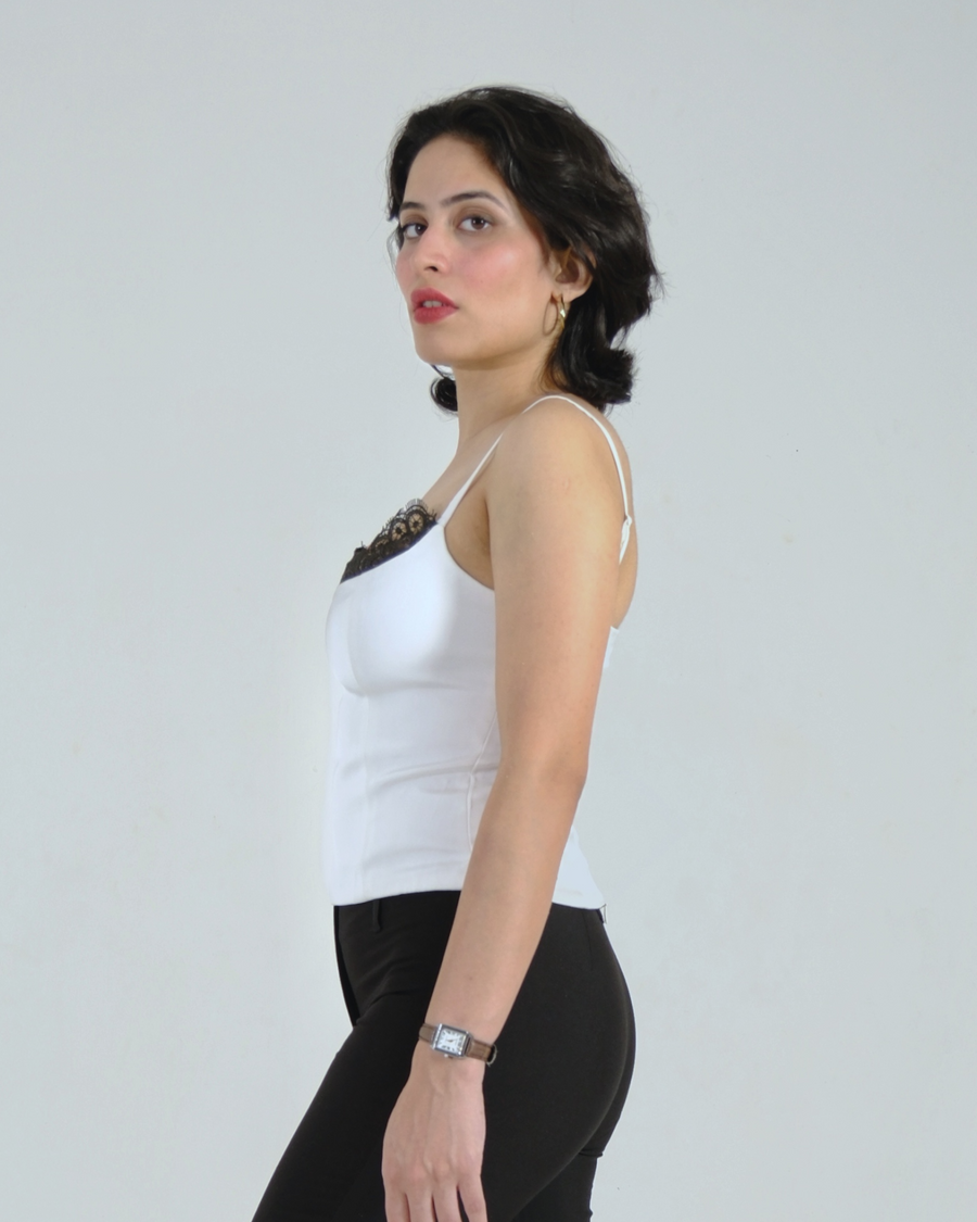 Lace-Trim Cami Top (White)