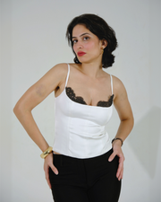 Lace-Trim Cami Top (White)