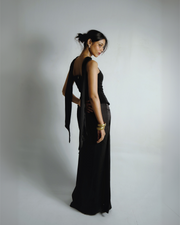 Classic Long Satin Skirt (Black)
