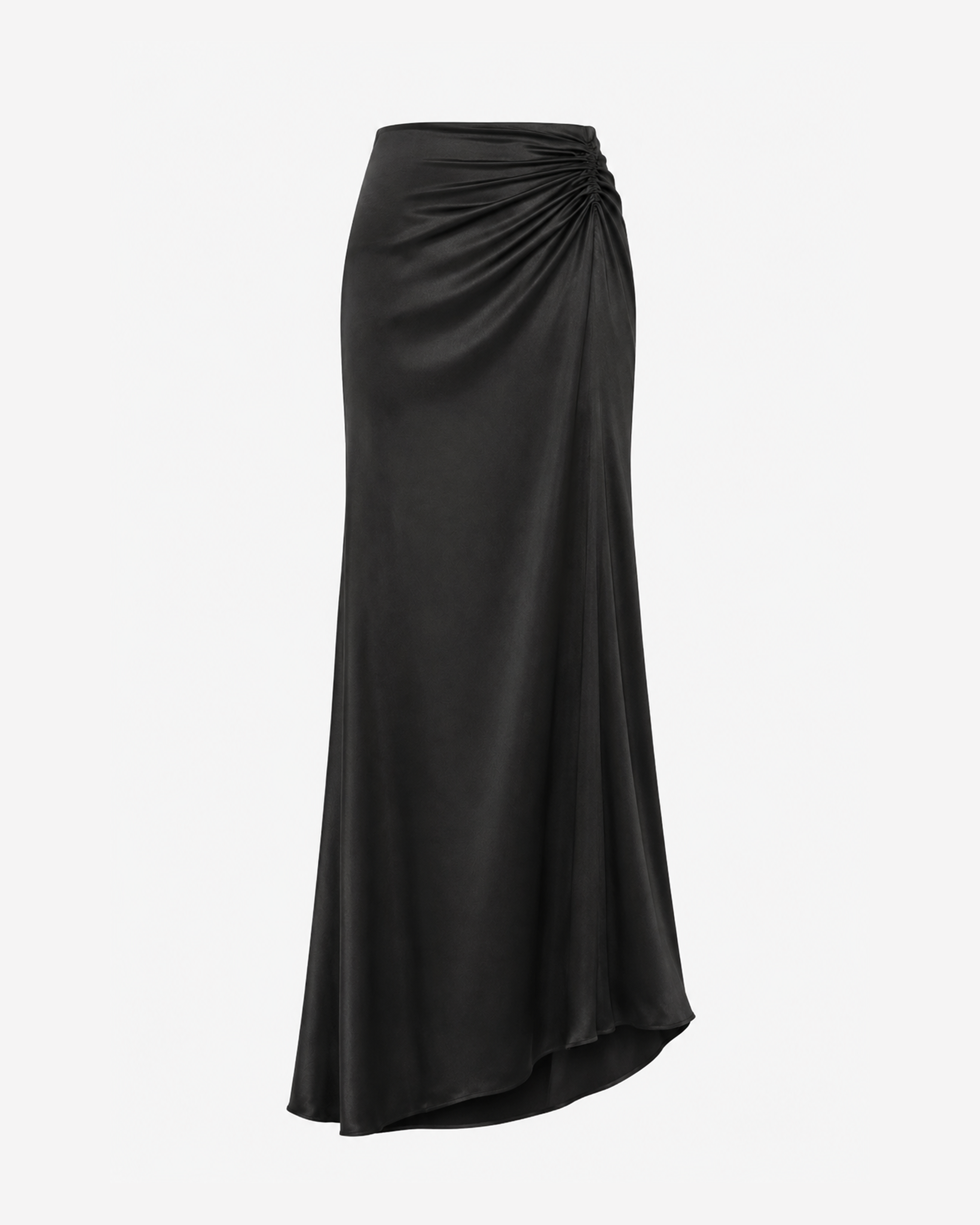Classic Long Satin Skirt (Black)