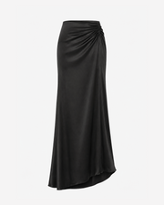 Classic Long Satin Skirt (Black)