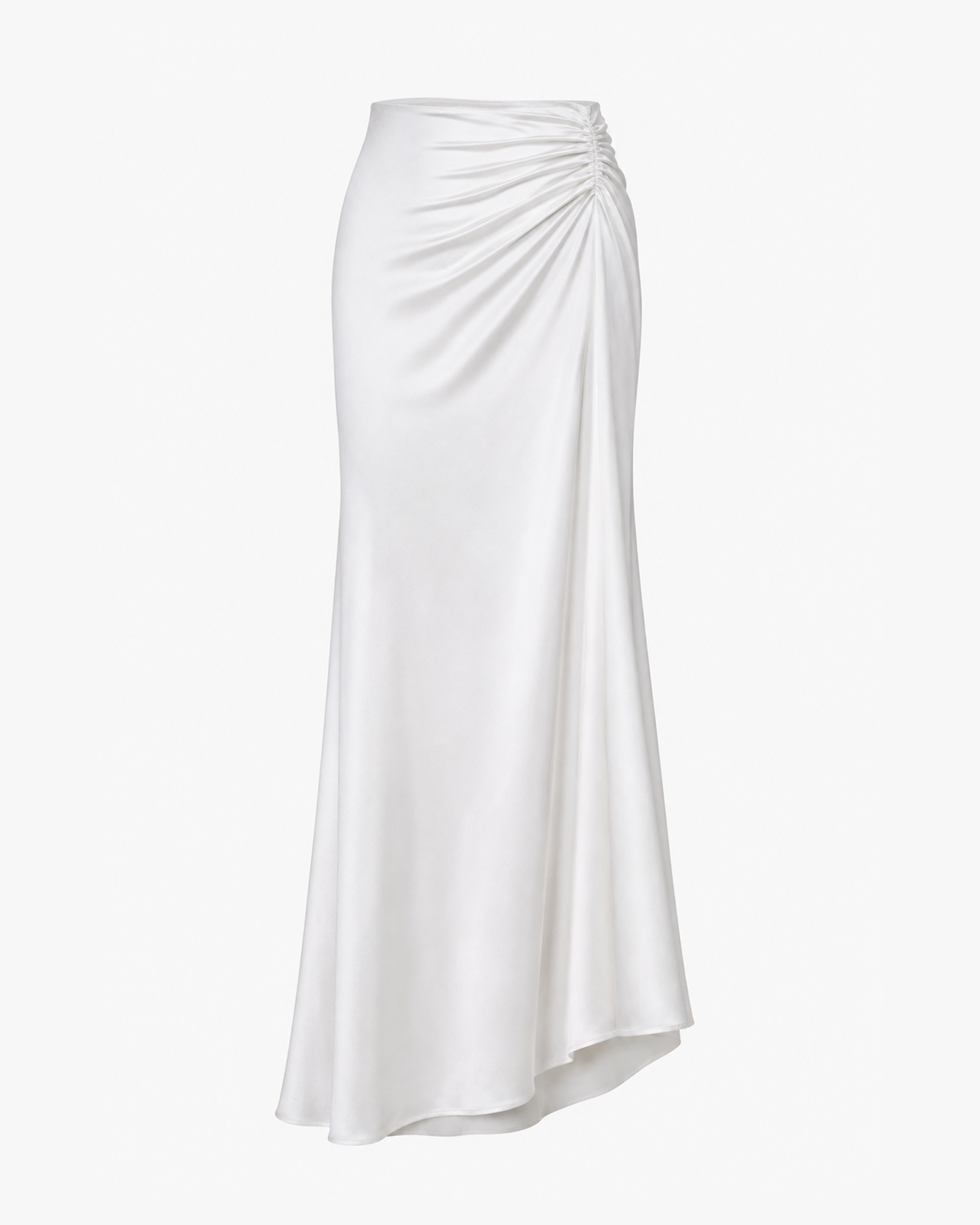 Classic Long Satin Skirt (White)
