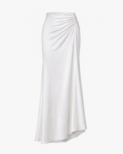 Classic Long Satin Skirt (White)