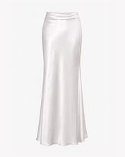 Classic Long Satin Skirt (White)
